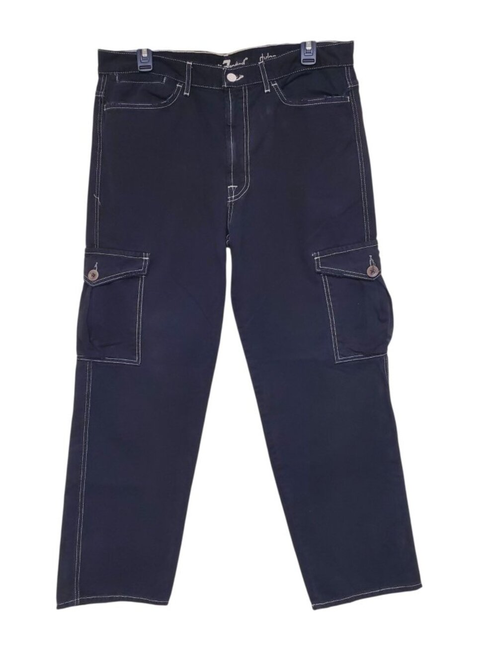 7 For All Mankind 7FAM Dylan Men's Vintage Black Contrast Stitch Cargo Pants 33
